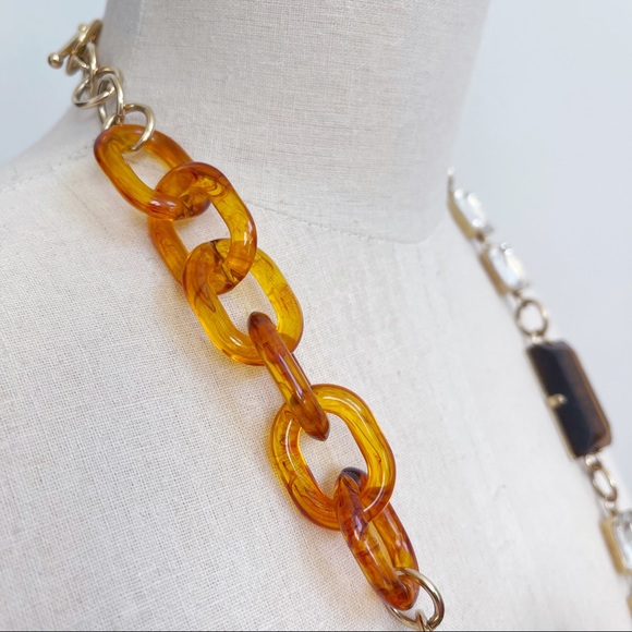 Ann Taylor Tigers Eye Tortoise Shell Long Necklace - Picture 6 of 10